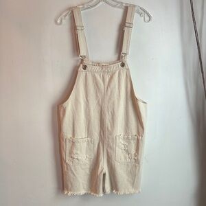 POL | Cream Denim Overalls w/adjustable straps Sz L